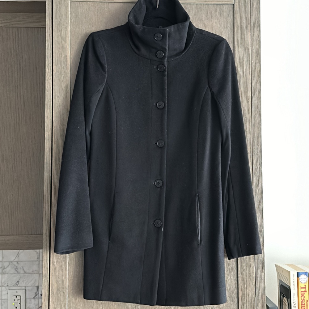 Patrizia Pepe high collar black coat, size 42.
